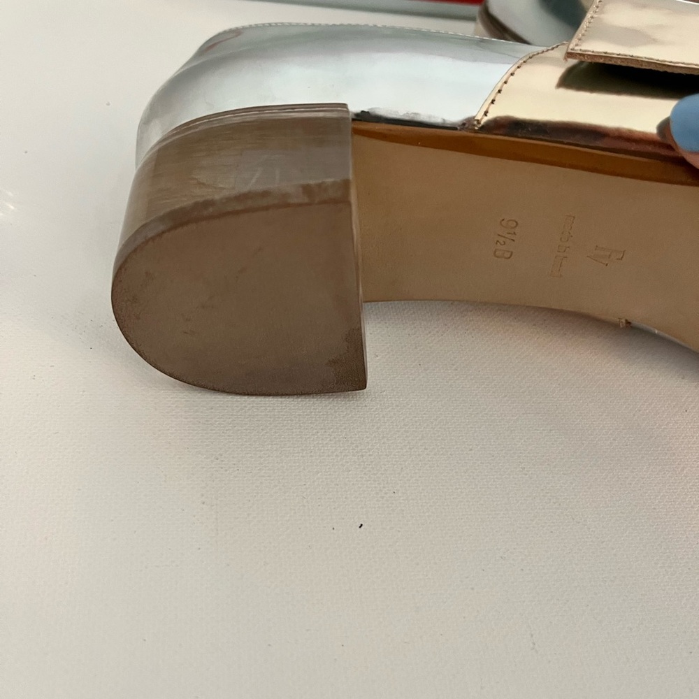 Frances Valentine Katy Silver and Gold Maryjane with Lucite Heel - Picture 5 of 10
